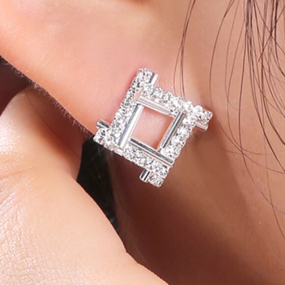 Classic Cubic Zirconia Wedding Stud Earrings for Women, FB16FA1007 - Picture 3 of 4